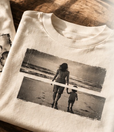 Concept T-shirt with vintage offset beach memory